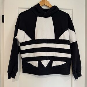 Adidas Originals Women’s Large Logo Cropped Hoodie – Black & White - Small